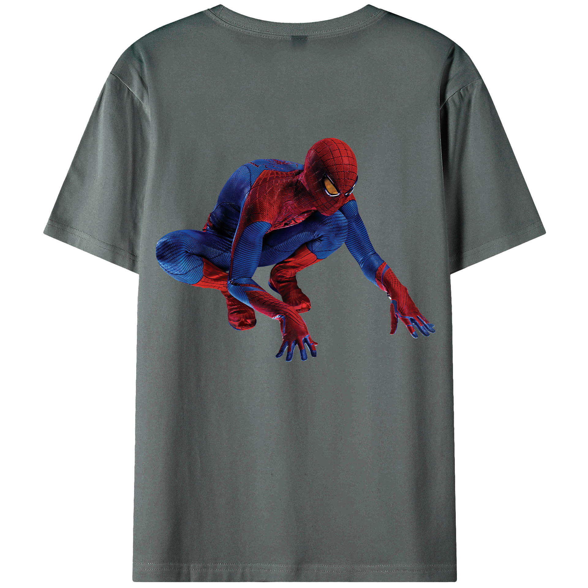 （画像用） Spider Man スパイダーマン 綿100％ メンズ半袖Tシャツ（バックプリント） 通気性